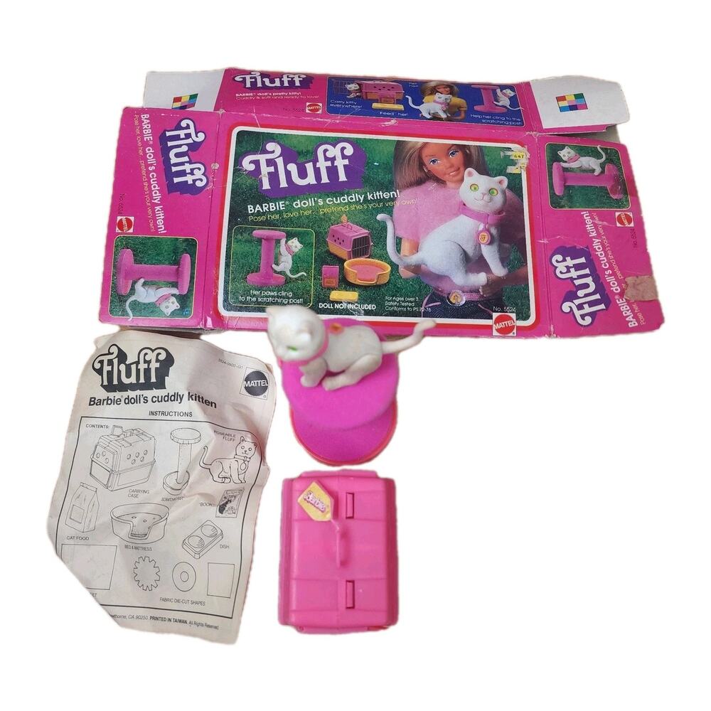 Barbie Fluff Cat Kitten Posable (1982) Mattel #5524 Incomplete With Box
